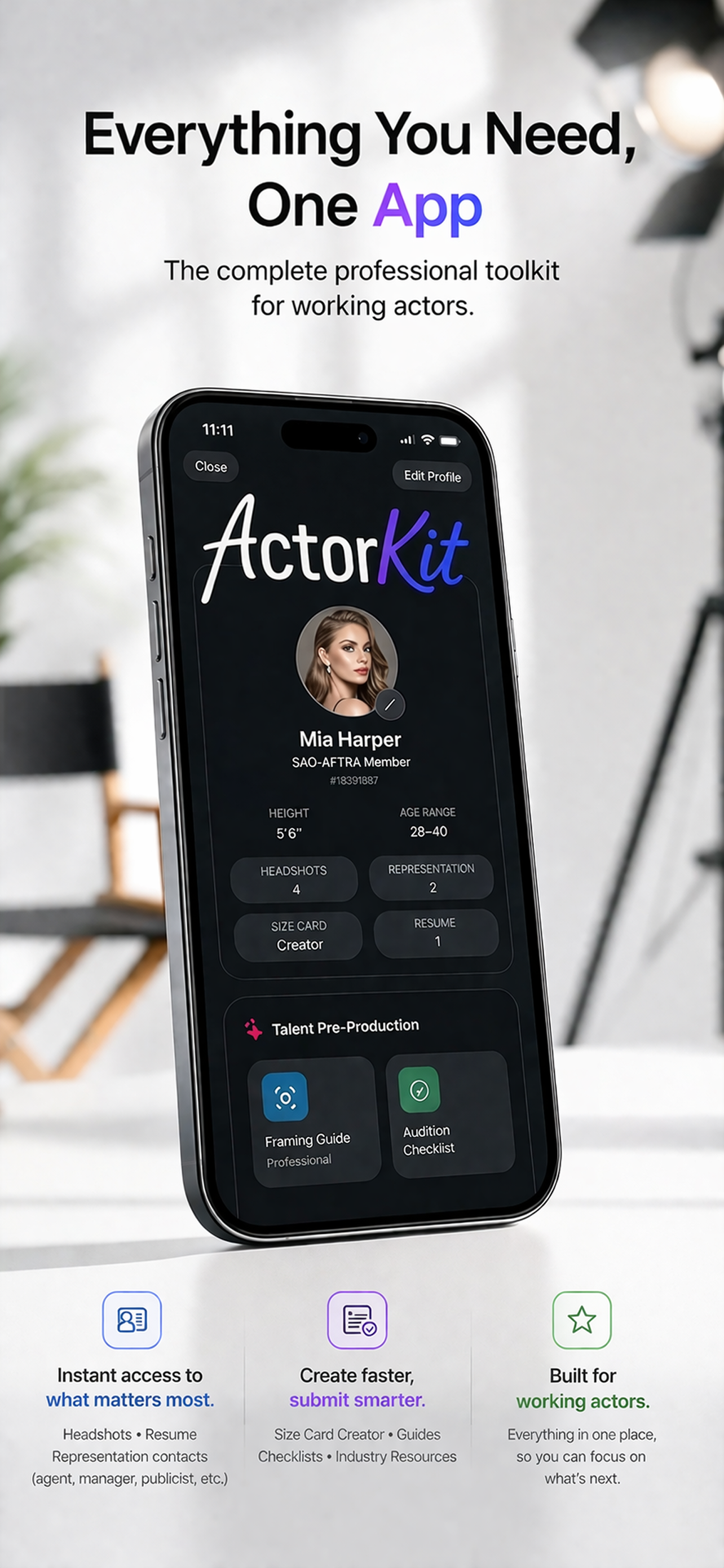 ActorKit marketing image showing the actor toolkit dashboard