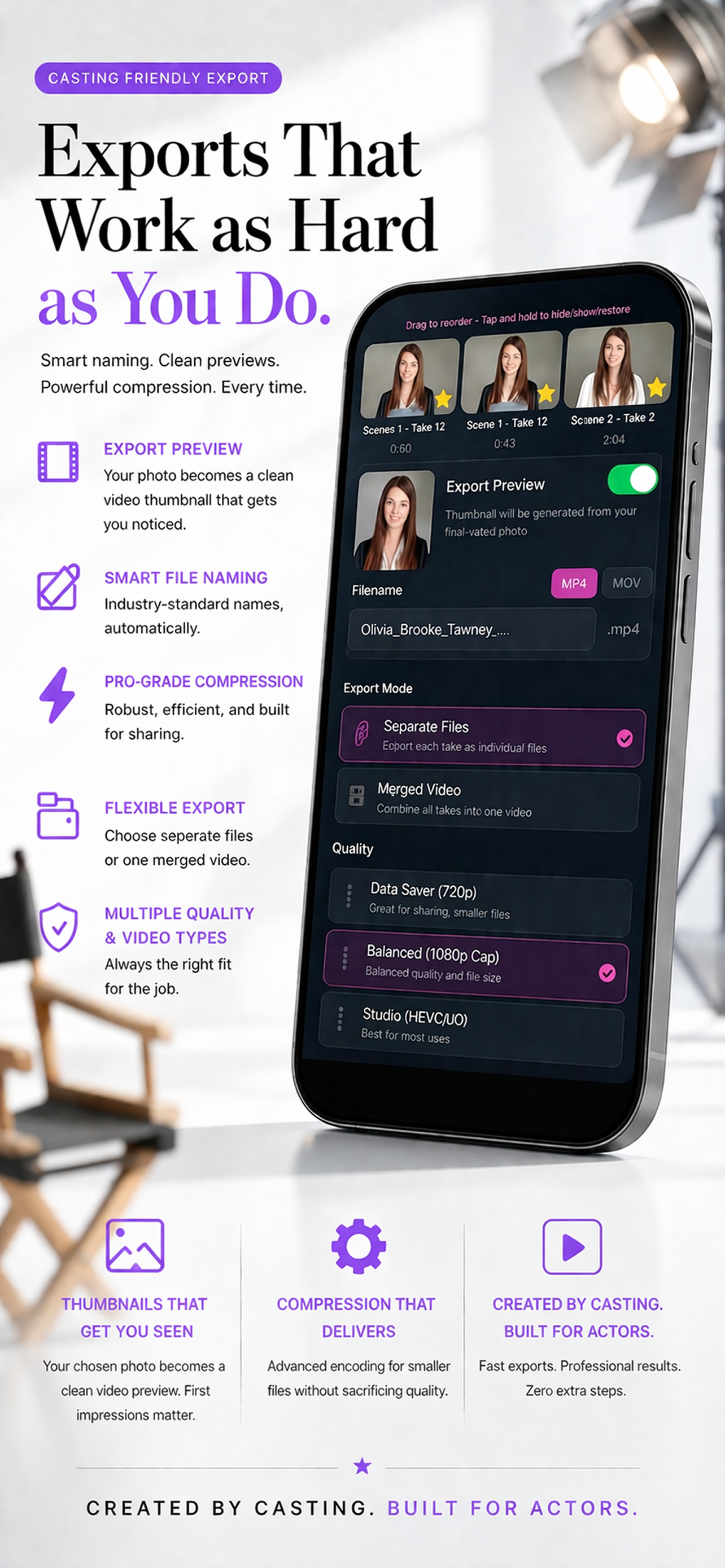 Export marketing image showing professional audition export controls