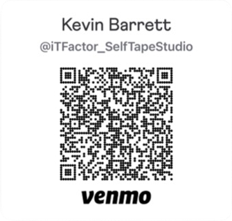 Venmo QR code for Kevin Barrett at iTFactor SelfTapeStudio